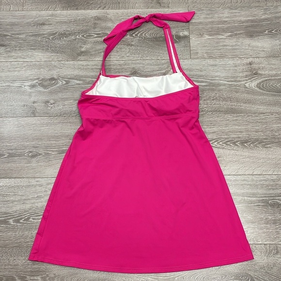 Lands’ End Pink Swim Dress Underwire Halter Top Coverup Tankini Swimsuit 12 - Picture 7 of 13